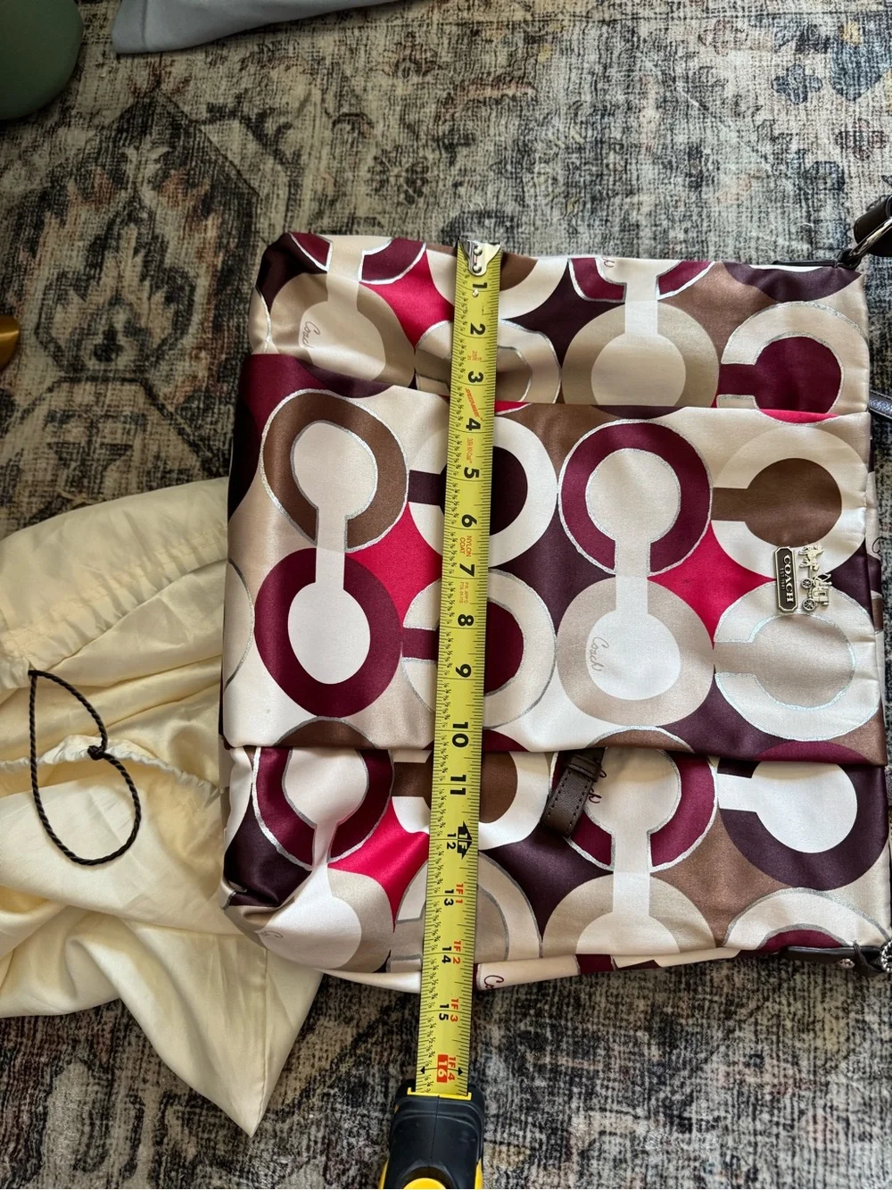 Coach Multicolor Geo Circle Hobo Bag in Pink, Burgundy & Tan